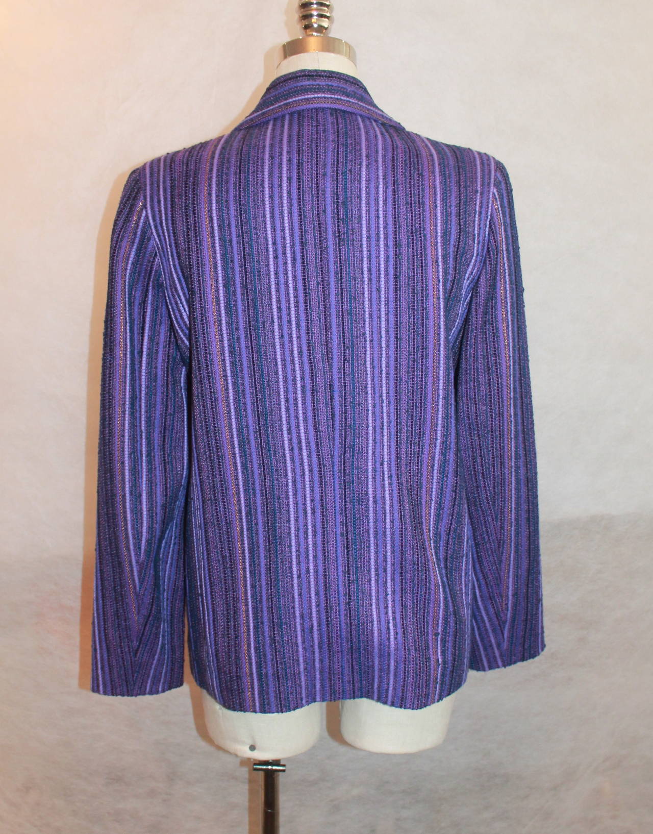 Chanel Purple Striped Wool Blend Jacket - 40 - Circa 2001 2