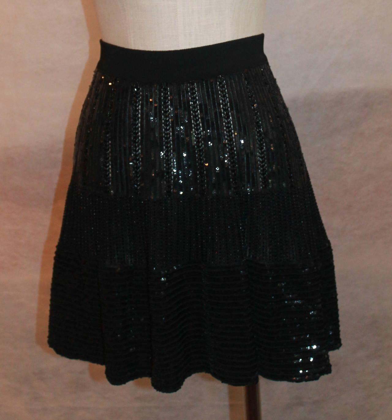 Alaia Black Beaded mini skirt - Circa 90's - Small