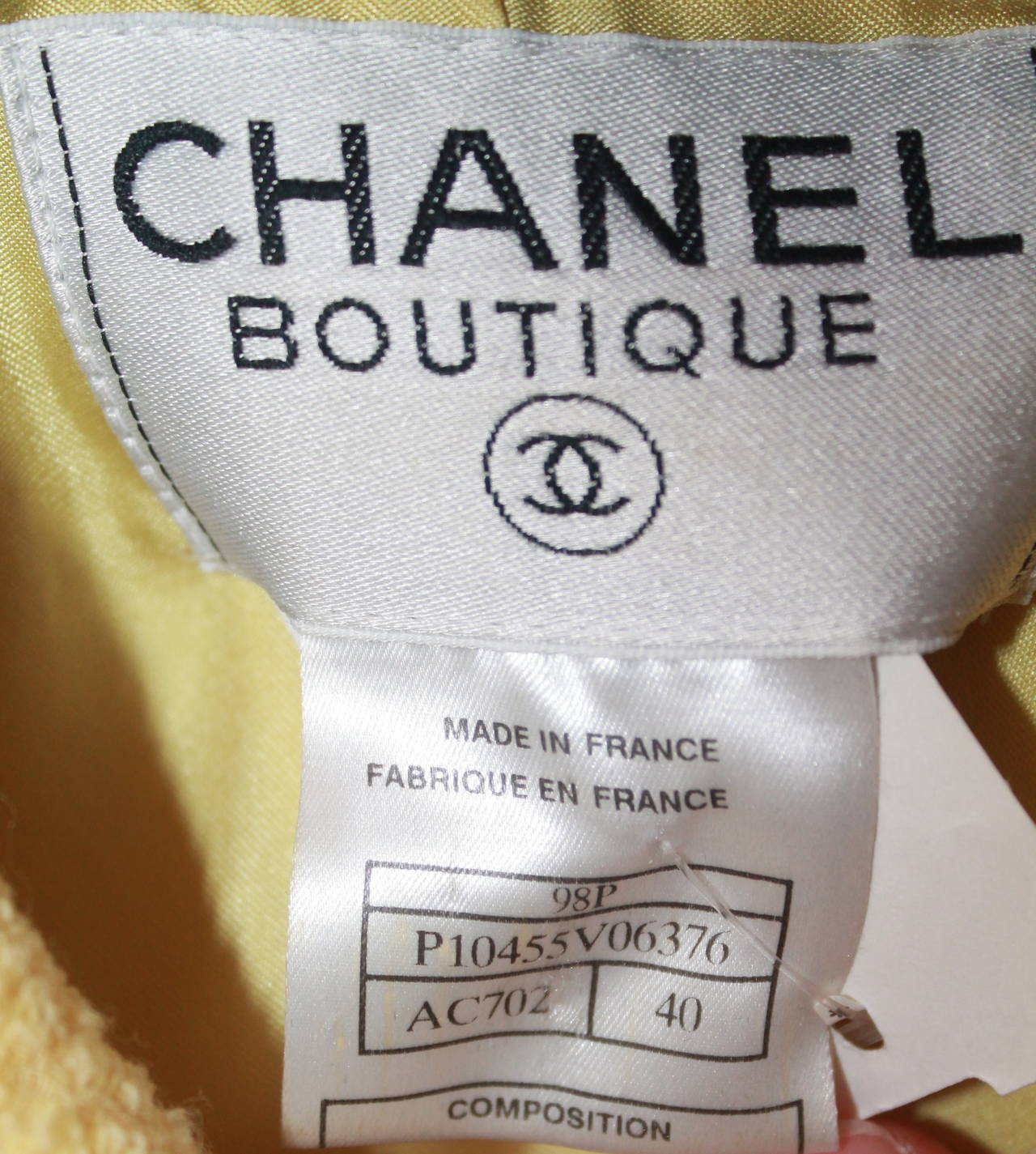 Chanel Pale Yellow Wool Blend Skirt Suit - 40 - Circa 1998 1