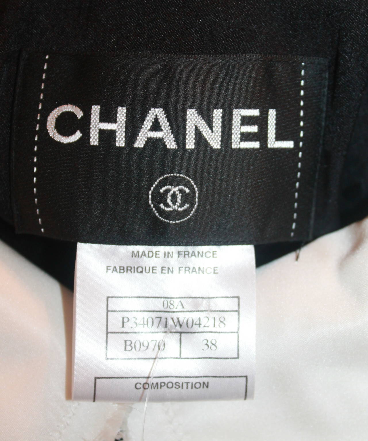 Chanel Black Wool Skirt Suit w/ removable white collar and cuffs-38-2008 4