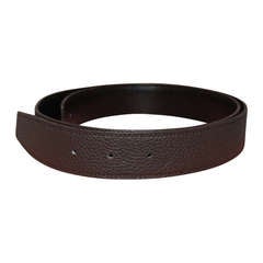 Hermes Black and Chocolate Brown Box Calf & Togo Leather Belt - 90