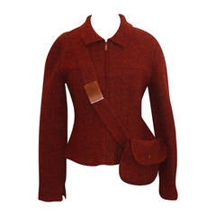 Chanel Burgundy Wool Jacket w/ matching crossbody handbag-38-Circa 99