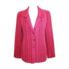 Chanel Magenta Striped Wool Blend Jacket - 40 - Circa 2001