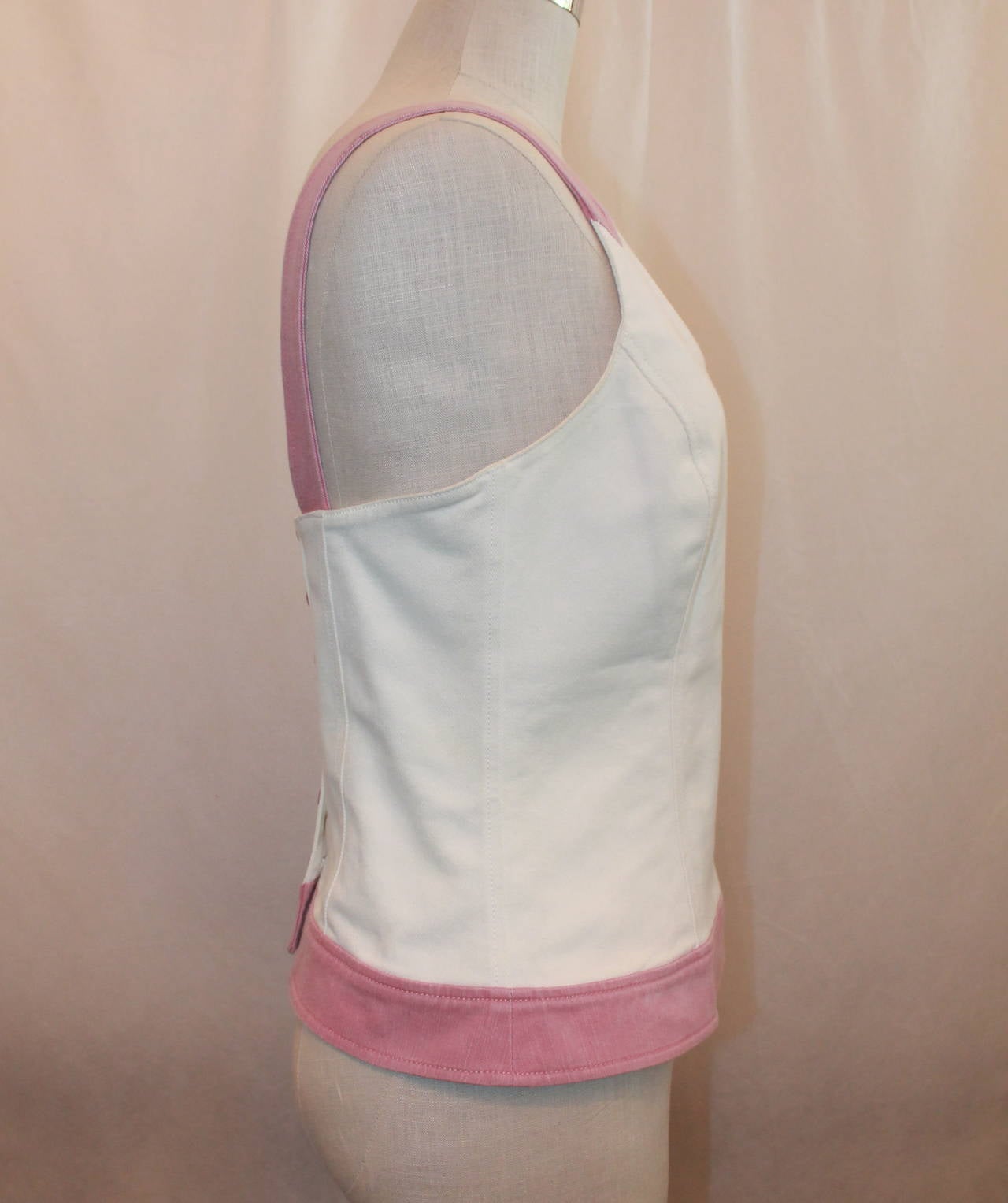 Gray 2004 White and Pink Jean Tank Top
