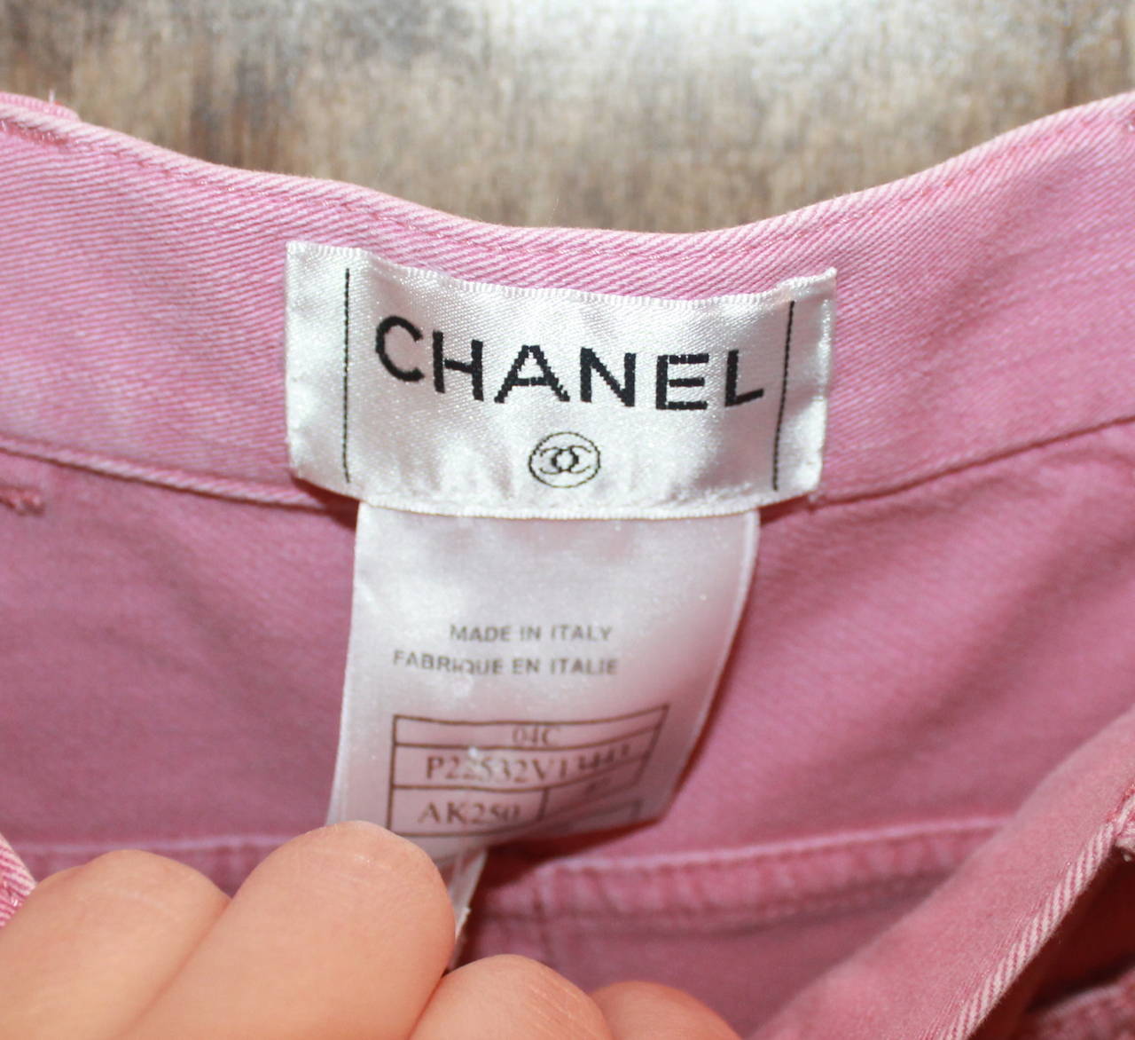 Women's 2004 Chanel Pink Flare Jeans with Quilted Front Pockets