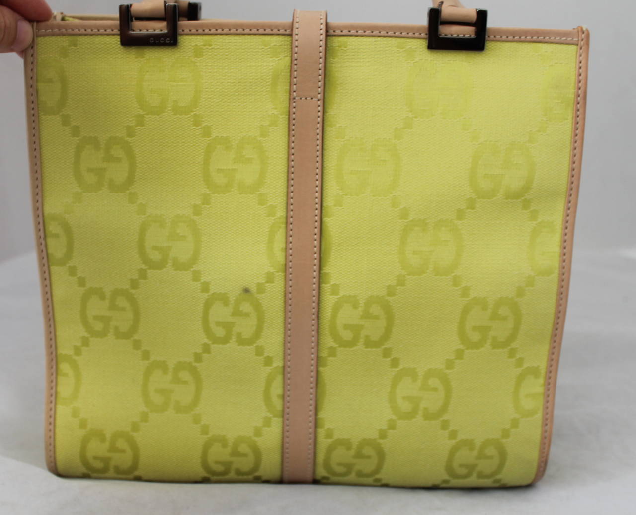 Gucci Chartreuse Canvas Handbag with larger 