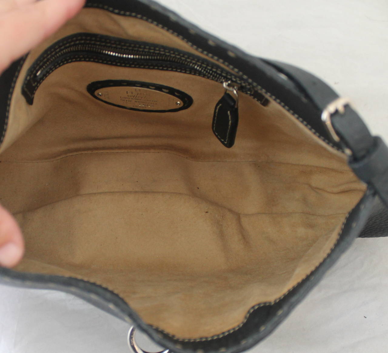 black pebble leather handbag