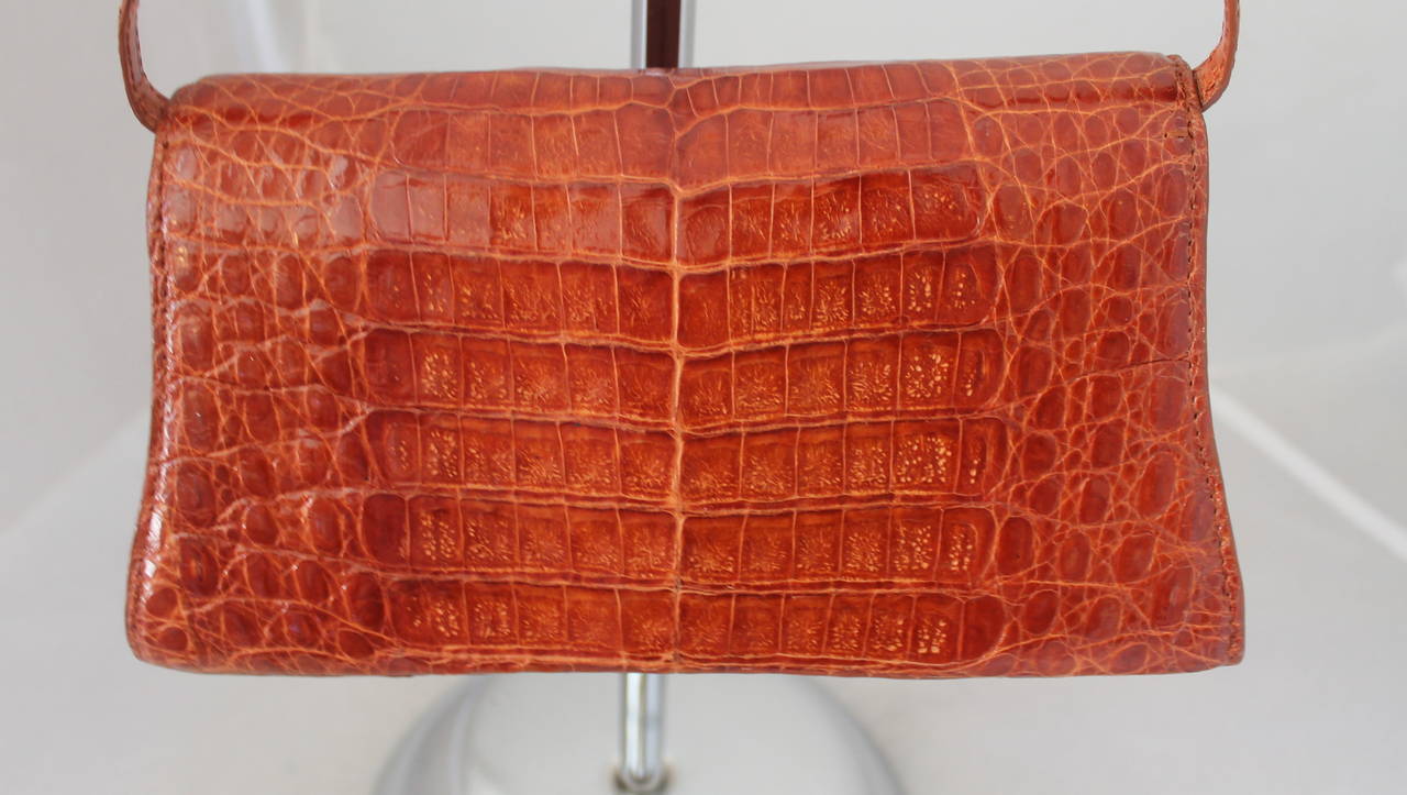 Brown Nancy Gonzalez Terracotta Small Crocodile Shoulder Bag