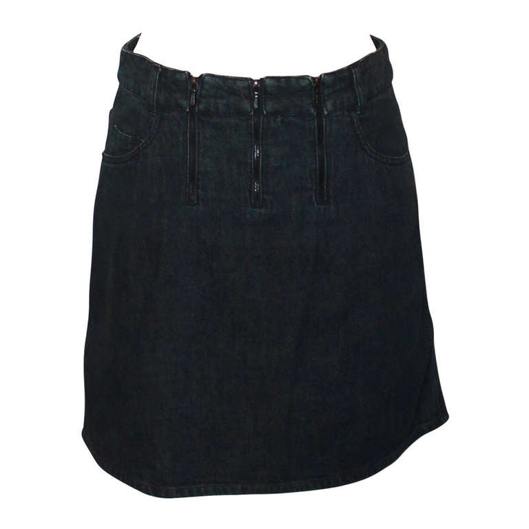 Chanel Denim Zippered Skirt- 38