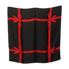 Chanel Black & Red Ribbon Silk Scarf