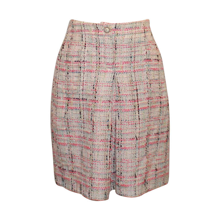 Chanel Pastel Tweed Skirt - 40