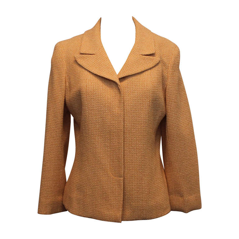 Chanel Peach & Cream Tweed Jacket - 38 For Sale