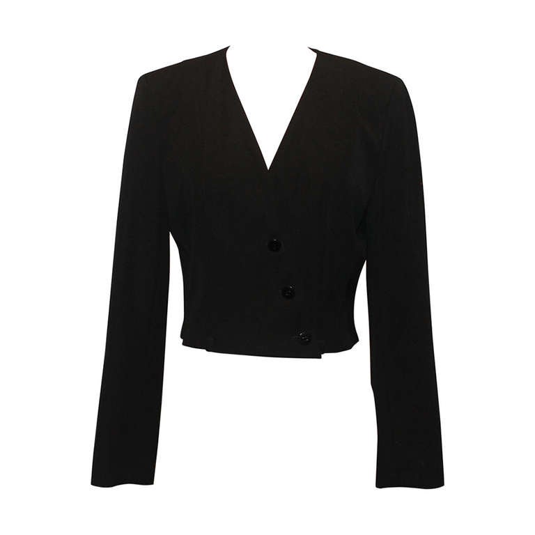 Chanel Black Cropped Jacket - 40 - circa 2000 For Sale at 1stDibs