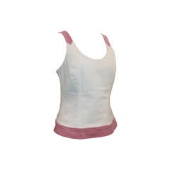 2004 White and Pink Jean Tank Top