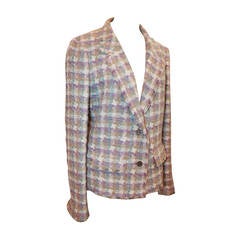 2005 Chanel Multi Color Pastel Tweed Jacket with Mademoiselle Buttons 11