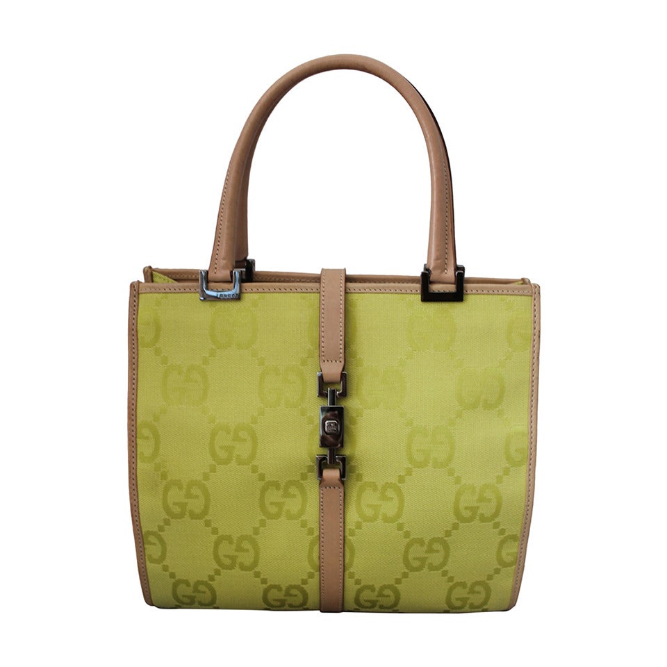 Gucci Chartreuse Canvas Monogram Handbag