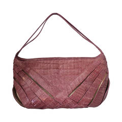 Nancy Gonzalez Mauve Woven Crocodile Shoulder Bag