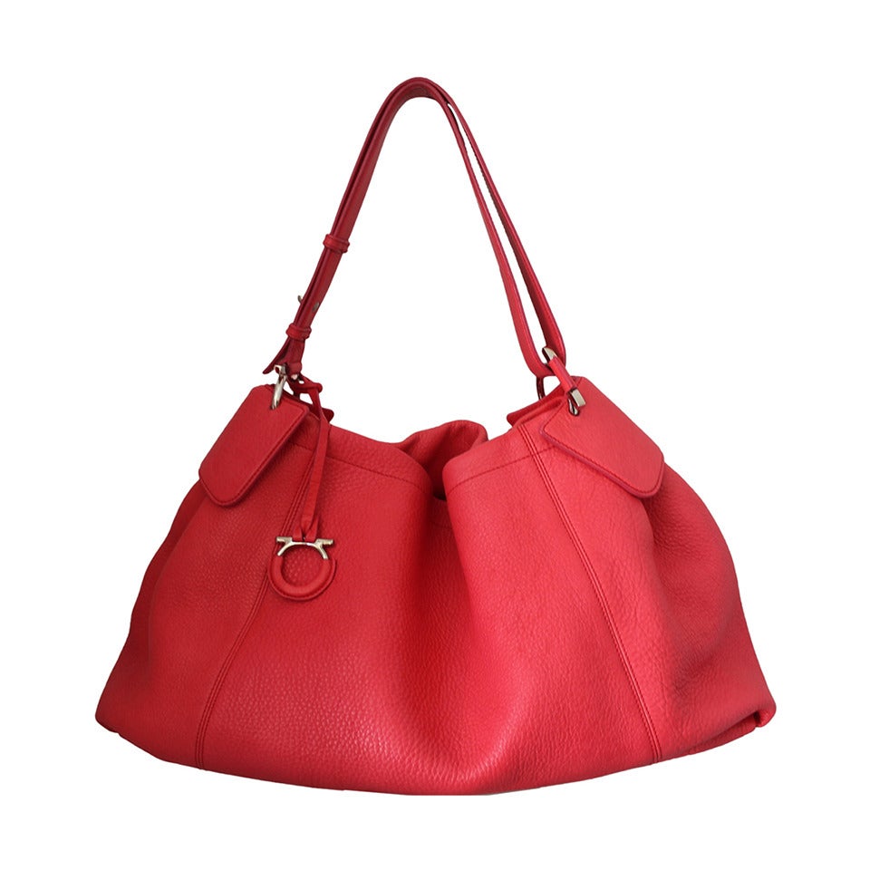Salvatore Ferragamo Red Leather Lisetta Shoulder Bag For Sale at 1stDibs