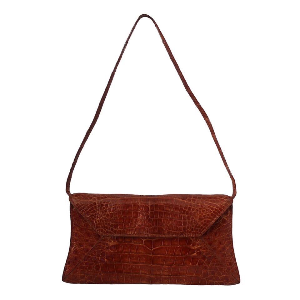 Nancy Gonzalez Terracotta Small Crocodile Shoulder Bag