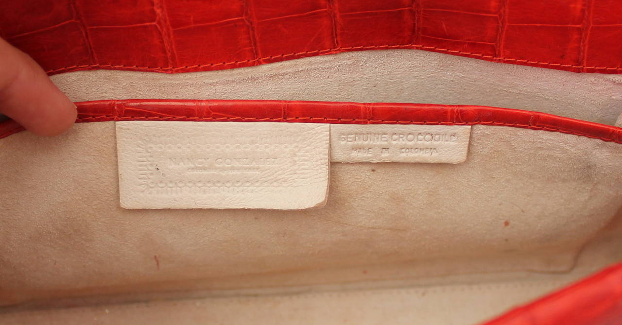 Nancy Gonzalez Red Crocodile Foldover Clutch 2