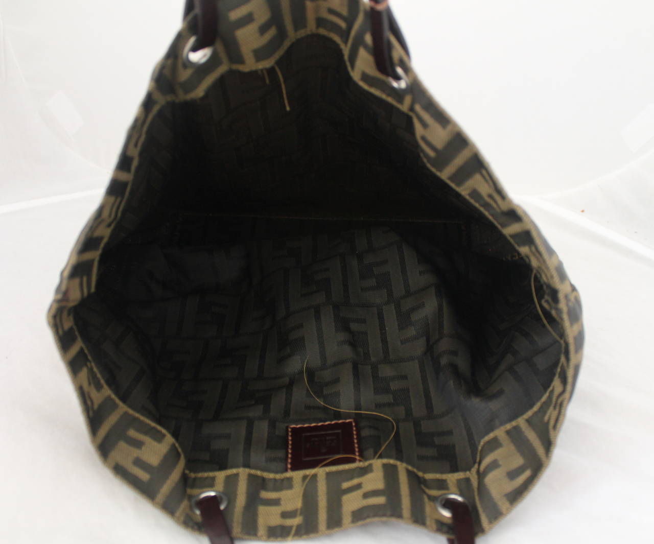 Black Fendi Brown Printed Tote with Leather Handles and Mini Wallet