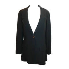 Chanel 1980s Vintage Navy Wool Blend Jacket - 38 5