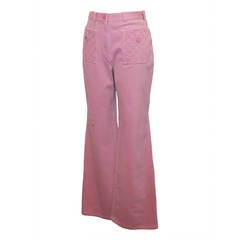 2004 Chanel Pink Flare Jeans with Quilted Front Pockets