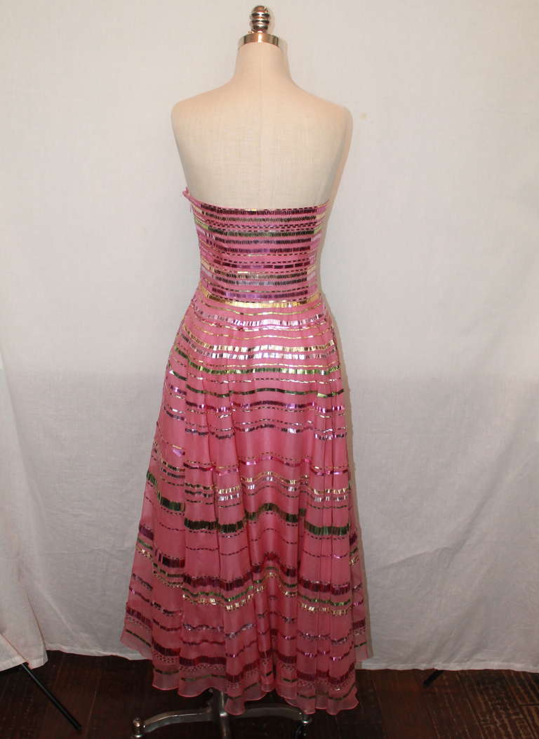 Jenny Packham Pink Silk Organza Dress - S In Excellent Condition In West Palm Beach, FL