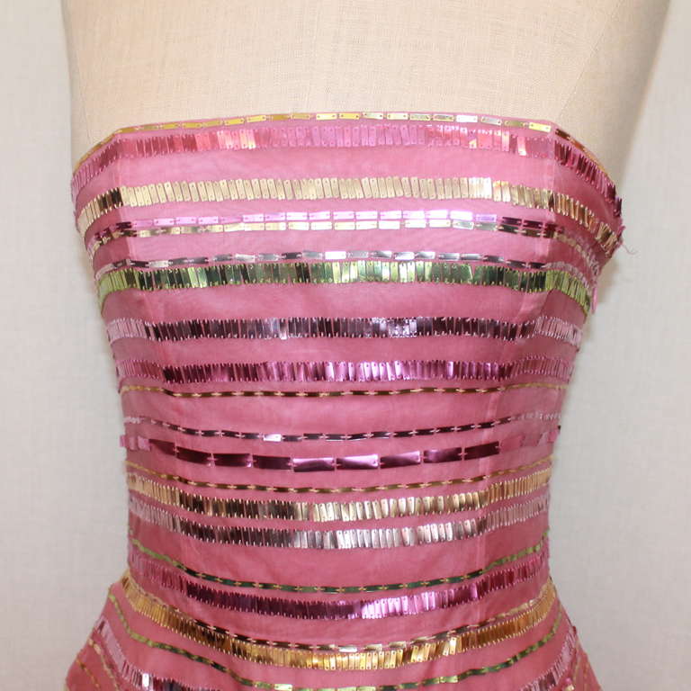 Women's Jenny Packham Pink Silk Organza Dress - S
