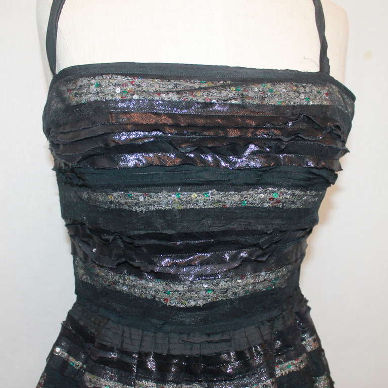Women's Fendi Black Silk Lace Dress - 38