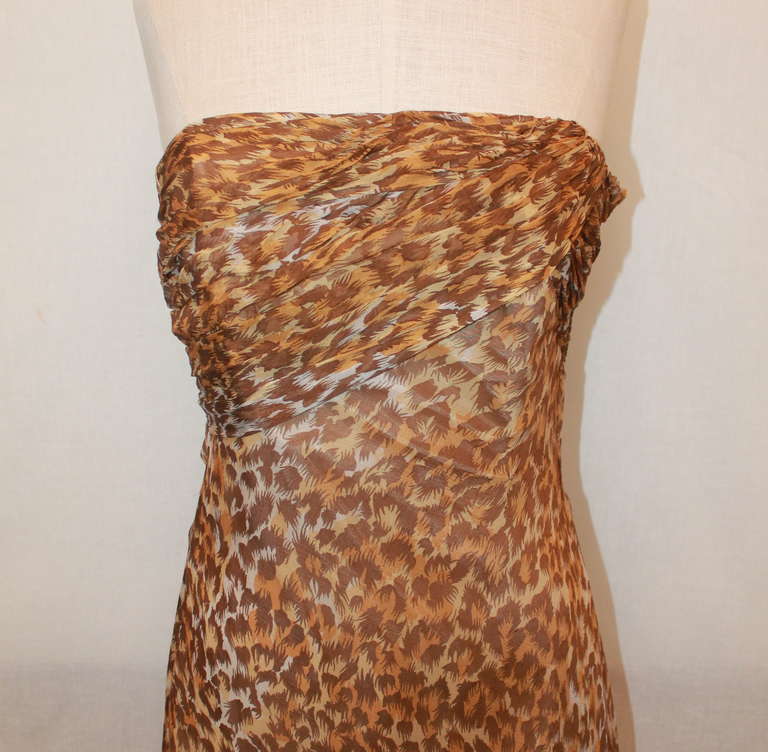 Women's Vicky Tiel Leopard Silk Chiffon Gown - 6