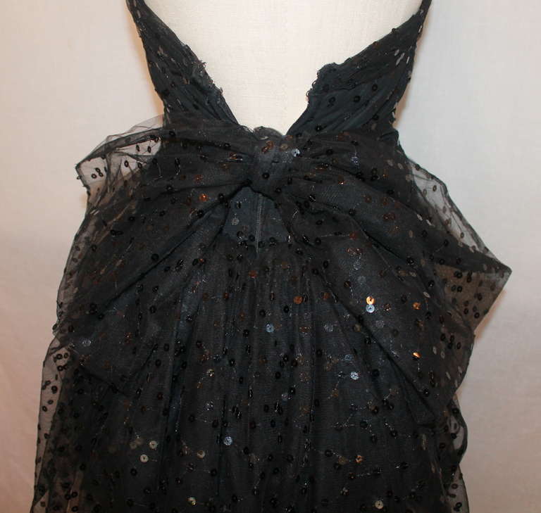 John Anthony Black Silk Netting Gown - 4 1