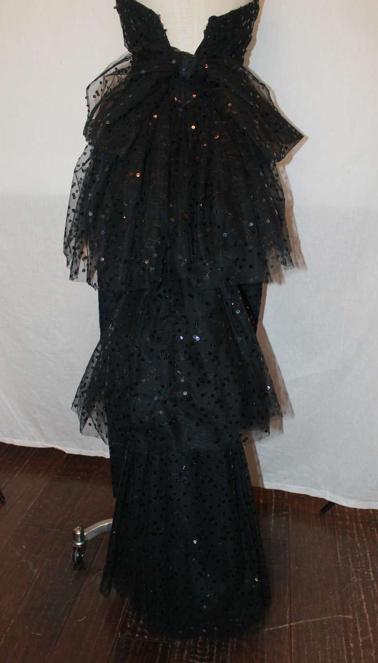 John Anthony Black Silk Netting Gown - 4 2