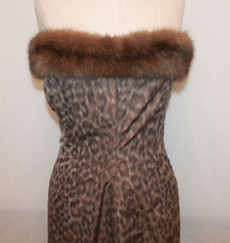 Women's Roland Nivelais Animal Print & Sable Fur Gown - 6
