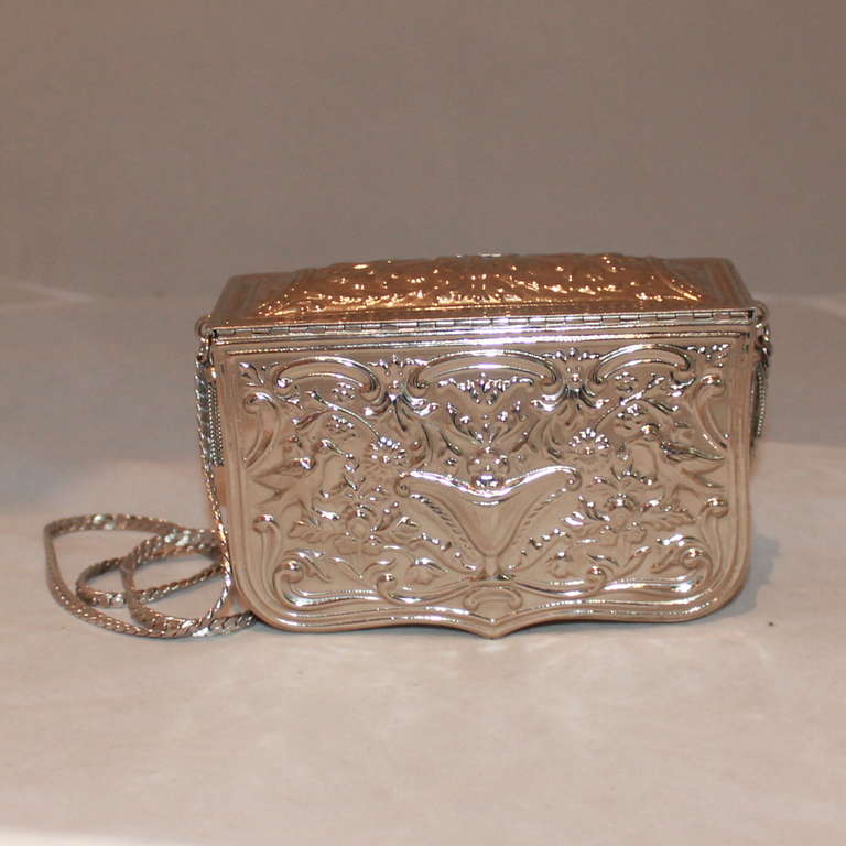 Judith Leiber VIntage Silver Repousse Handbag- Circa 1971 In Excellent Condition In West Palm Beach, FL