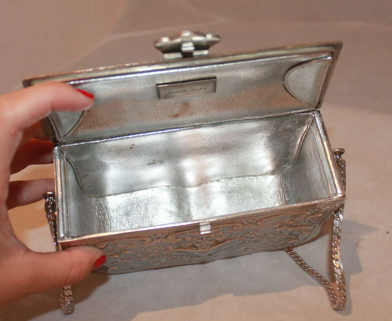 Women's Judith Leiber VIntage Silver Repousse Handbag- Circa 1971