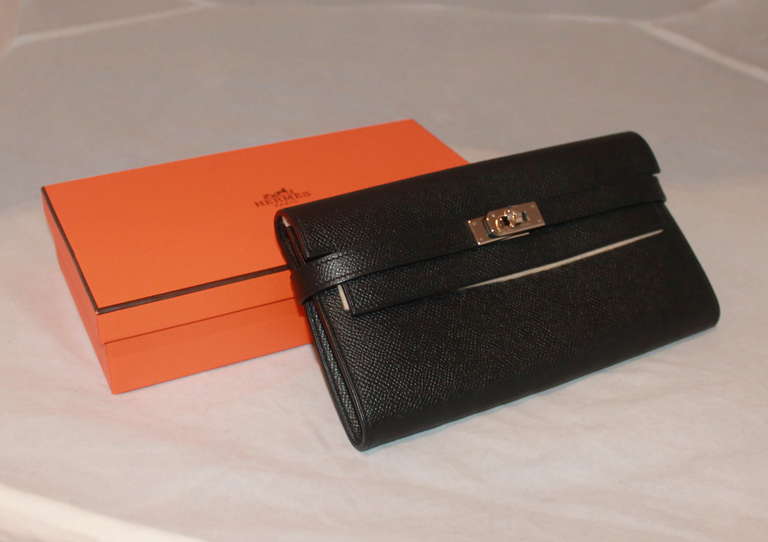 Hermes Black Kelly Longue Epsom Wallet - SHW - circa 2009 1