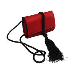 Vintage Salvatore Ferragamo Red and Black Satin Bag with Rope Strap 5