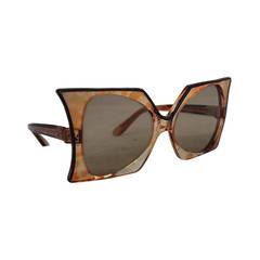 1960's Vintage Parisian Brown Square Lucite Sunglasses
