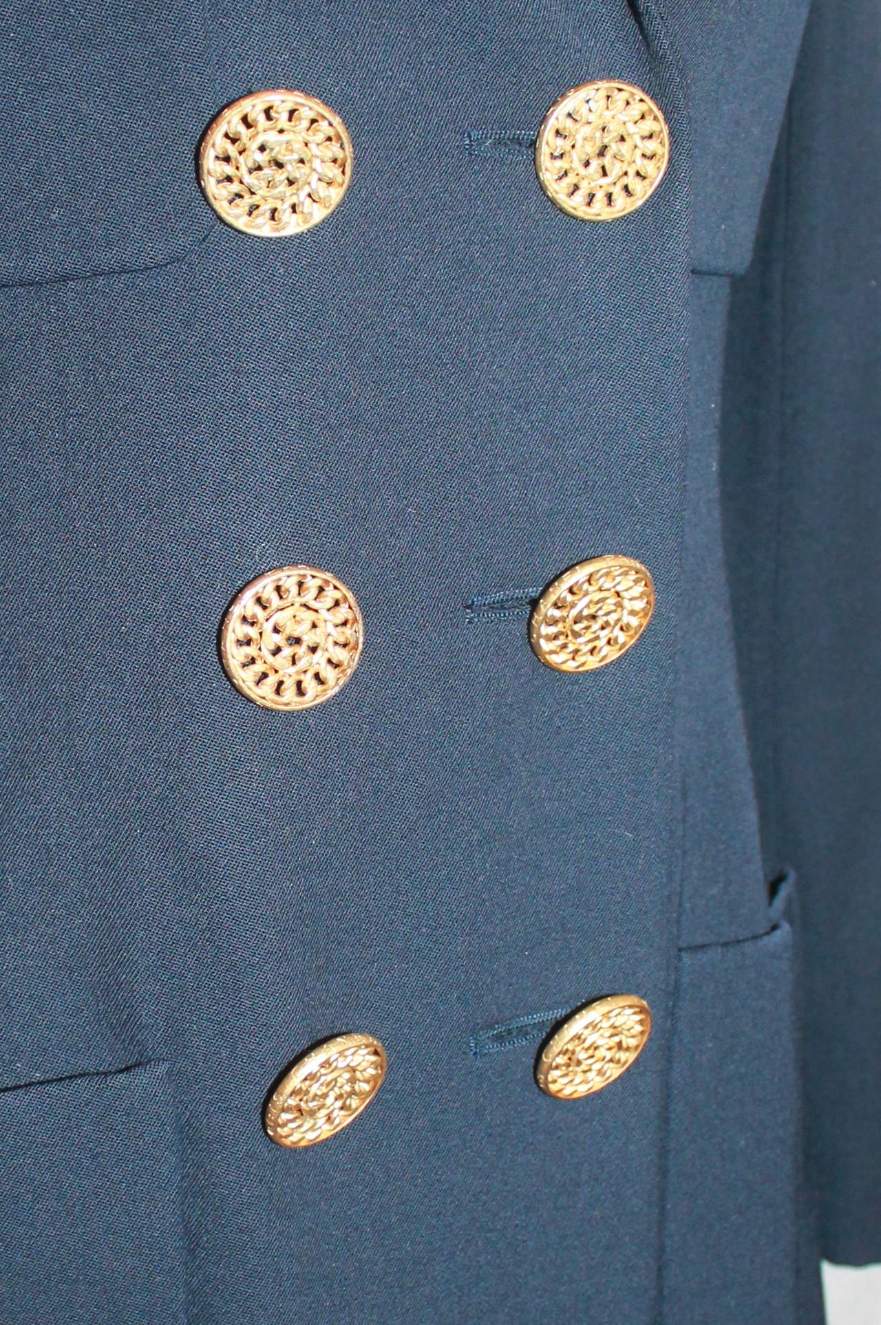 Women's Chanel 1980's Vintage Navy Wool Blend 4-Pocket Jacket - M