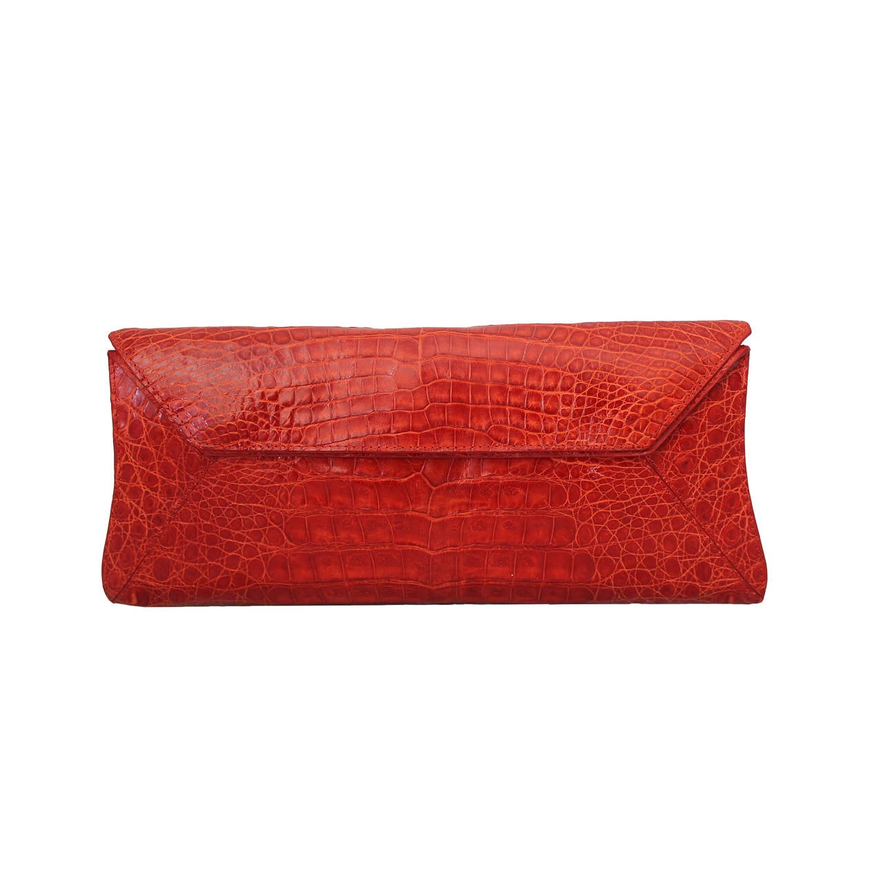 Nancy Gonzalez Red Crocodile Foldover Clutch