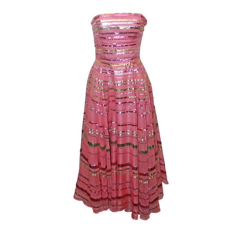 Jenny Packham Pink Silk Organza Dress - S