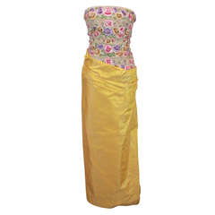 Belville Sassoon Yellow Flowered Gown - 6