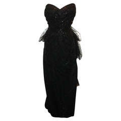 John Anthony Black Silk Netting Gown - 4