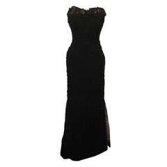 Carmen Marc Volvo Black Couture Silk Gown - 4