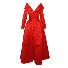 Vintage John Anthony Red Satin Gown - 4