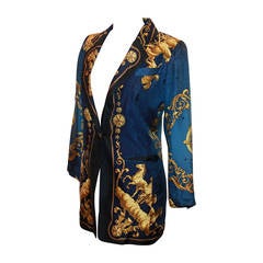 Hermes 1970's Vintage Navy & Gold "Cosmos" Print Jacket - 38 9