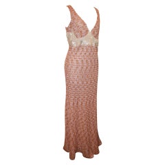 Missoni Knitted Pastel Pink Gown with Mother of Pearl Accent - 8
