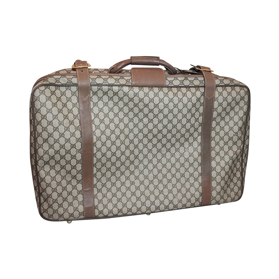 Gucci 1980's Vintage Printed Monogram Luggage Piece For Sale at 1stDibs