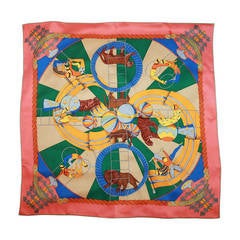 Hermes Multi-Color "Circus" Themed Silk Scarf with Box